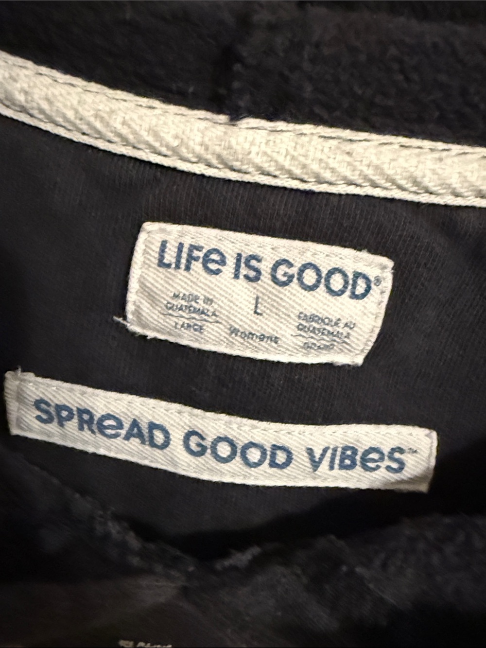 Life is Good "Hello Darkness My Old Friend" Hoodie Washed Black Women’s Sz Large - Picture 4 of 11